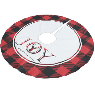 Jupon De Sapin En Polyester Brossé Joy Plaid Noël personnalisé