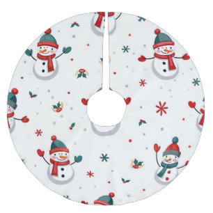 Jupon De Sapin En Polyester Brossé Joyeux bonhomme de neige coloré