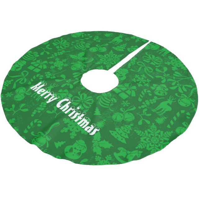 Jupon De Sapin En Polyester Brossé Joyeux Noël (Angle)