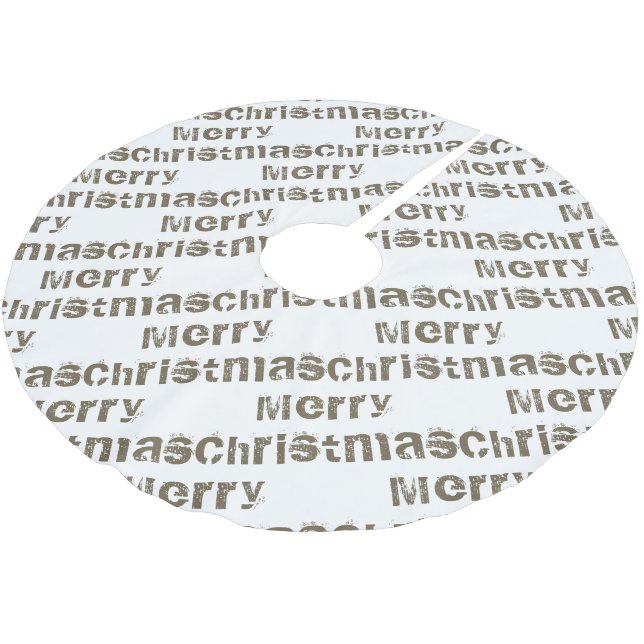 Jupon De Sapin En Polyester Brossé Joyeux Noël blanc (Angle)