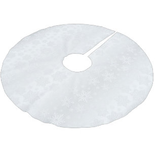 Jupon De Sapin En Polyester Brossé Joyeux Noël blanc Satin de flocon de neige