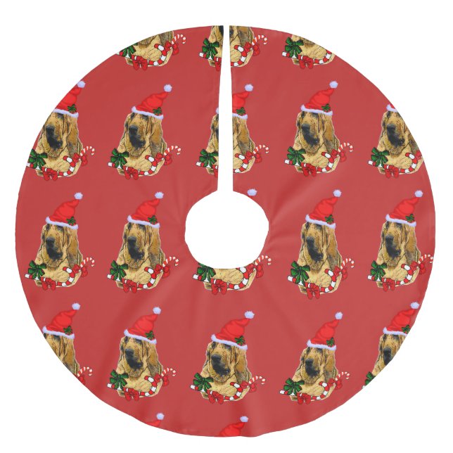 Jupon De Sapin En Polyester Brossé Joyeux Noël Bloodhound (Devant)