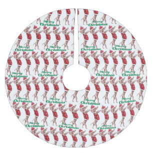 Jupon De Sapin En Polyester Brossé Joyeux Noël Dachshund Jupe d'arbre de Noël
