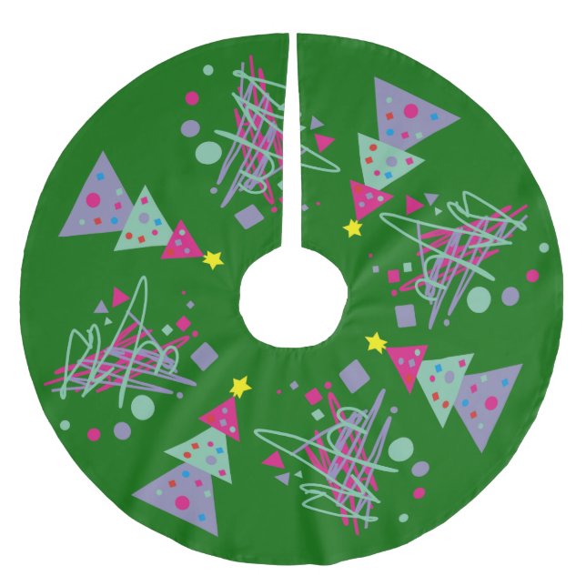 Jupon De Sapin En Polyester Brossé Joyeux Noël de couleurs d'action lumineuse de (Devant)