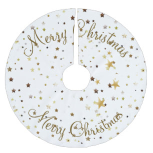 Jupon De Sapin En Polyester Brossé Joyeux Noël étoile d'or motif