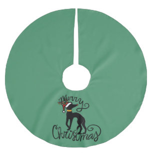 Jupon De Sapin En Polyester Brossé Joyeux Noël Greyhound Reindeer