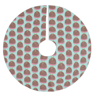 Jupon De Sapin En Polyester Brossé Joyeux Noël Moderne Pudding Illustration