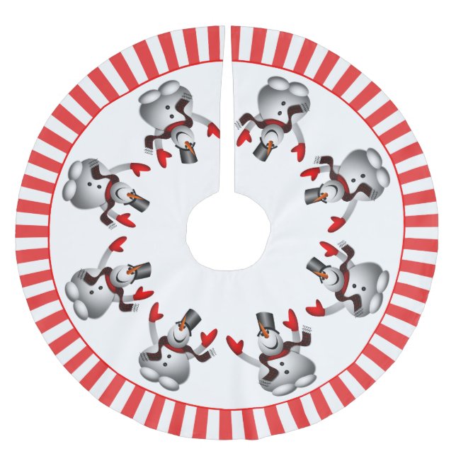 Jupon De Sapin En Polyester Brossé Joyeux Noël Snowman (Devant)