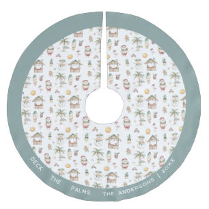 Jupon De Sapin En Polyester Brossé Joyeux Noël Tropical Personnalisé