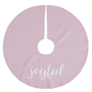 Jupon De Sapin En Polyester Brossé Joyeux Pastel Pink Script Noël