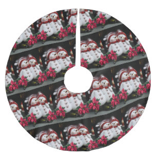 Jupon De Sapin En Polyester Brossé Joyeux sapin de Noël Jupe Snowman
