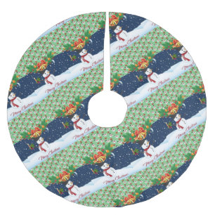 Jupon De Sapin En Polyester Brossé Joyeux sapin de Noël Jupe Snowman