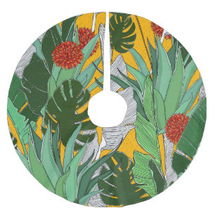 Jupon De Sapin En Polyester Brossé Jungle d'été : Motif de palmier lumineux.
