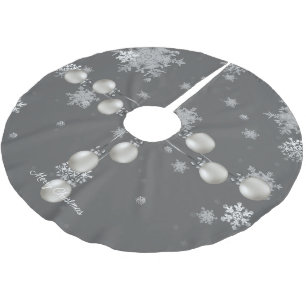 Jupon De Sapin En Polyester Brossé Jupe Arbre de Noël Argent