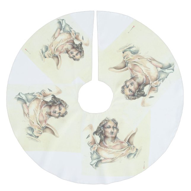 Jupon De Sapin En Polyester Brossé Jupe classique d'arbre d'ange (Devant)