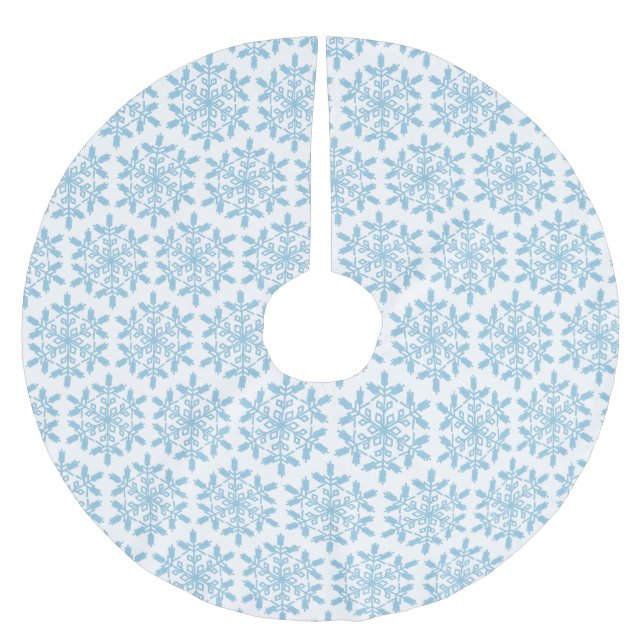 Jupon De Sapin En Polyester Brossé Jupe d'arbre à flocon bleu (Devant)