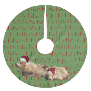 Jupon De Sapin En Polyester Brossé Jupe d'arbre avec des petits animaux d'ours gris
