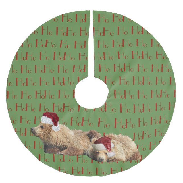 Jupon De Sapin En Polyester Brossé Jupe d'arbre avec oursons (Devant)
