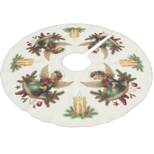 Jupon De Sapin En Polyester Brossé Jupe d'arbre d'ange de Noël vintage