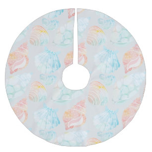 Jupon De Sapin En Polyester Brossé Jupe d'arbre de coquillage aquarelle