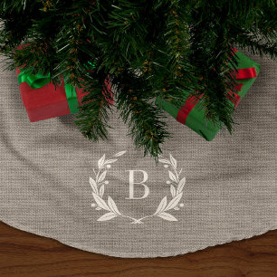 Jupon De Sapin En Polyester Brossé Jupe d'arbre de monogramme rustique Laurel