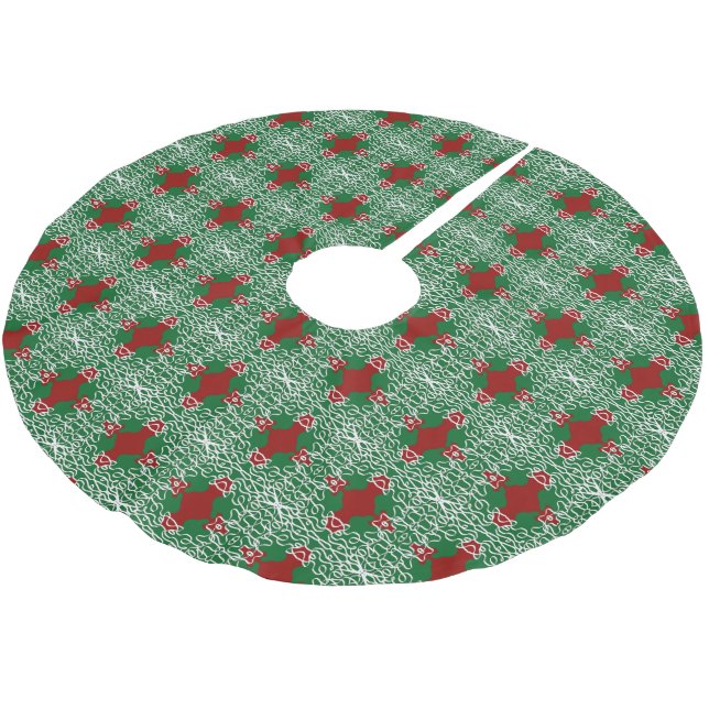 Jupon De Sapin En Polyester Brossé Jupe d'arbre de motif de dentelle de Noël (Angle)