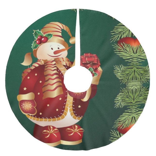 Jupon De Sapin En Polyester Brossé Jupe d'arbre de Noël (Devant)