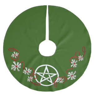 Jupon De Sapin En Polyester Brossé Jupe d'arbre de Noël de pentagramme, jupe païenne