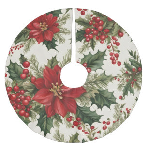 Jupon De Sapin En Polyester Brossé Jupe d'arbre de Noël Holly & Berries