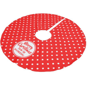 Jupon De Sapin En Polyester Brossé Jupe d'arbre de Noël Pois rouge