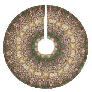 Jupon De Sapin En Polyester Brossé Jupe d'arbre décoratif or