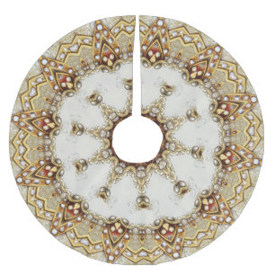 Jupon De Sapin En Polyester Brossé Jupe d'arbre décoratif or