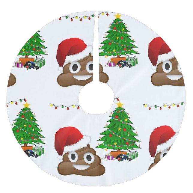 Jupon De Sapin En Polyester Brossé jupe d'arbre emoji poo de noël (Devant)