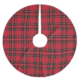 Jupon De Sapin En Polyester Brossé Jupe d'arbre tartan rouge, Polyester brossé