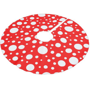 Jupon De Sapin En Polyester Brossé Jupe de l'arbre des points rouges