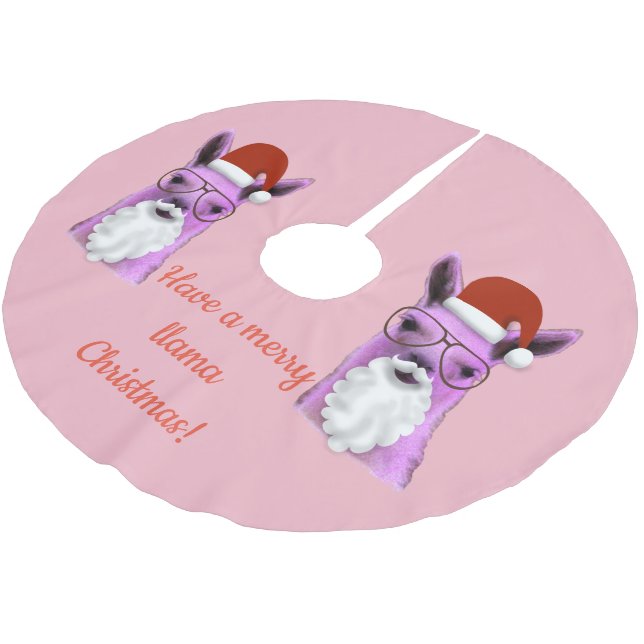 Jupon De Sapin En Polyester Brossé Jupe de Noël cool rose Llama Tree (Angle)