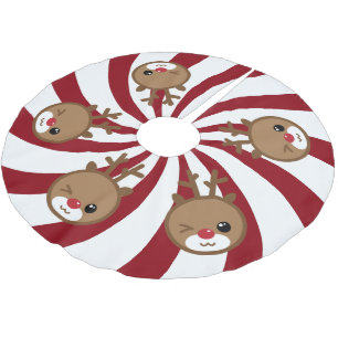 Jupon De Sapin En Polyester Brossé Jupe de Noël Kawaii Reindeer