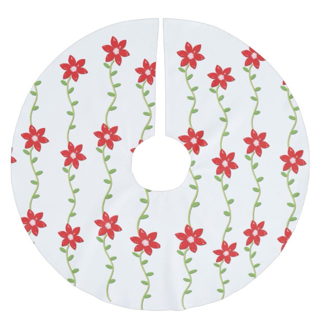 Jupon De Sapin En Polyester Brossé Jupe de Noël Poinsettia (Devant)