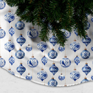 Jupon De Sapin En Polyester Brossé Jupe de sapin de Noël Chinoiserie Blue Baubles