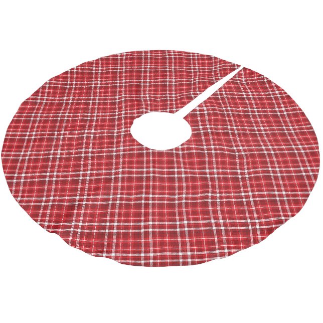 Jupon De Sapin En Polyester Brossé Jupe de vacances Rouge Plaid (Angle)