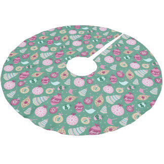 Jupon De Sapin En Polyester Brossé Jupe Motif Arbre de Noël rétro