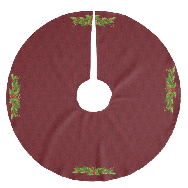 Jupon De Sapin En Polyester Brossé Jupe Red Christmas Tree (Devant)