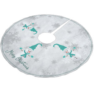 Jupon De Sapin En Polyester Brossé Jupe turquoise Snowman Tree