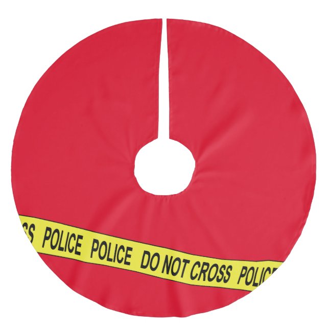 Jupon De Sapin En Polyester Brossé La police tape l'arbre de Noël Jupe (Devant)