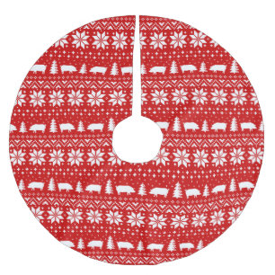 Jupon De Sapin En Polyester Brossé Le porc silhouette le motif de chandail de Noël