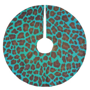 Jupon De Sapin En Polyester Brossé Léopard Brown et Turquoise