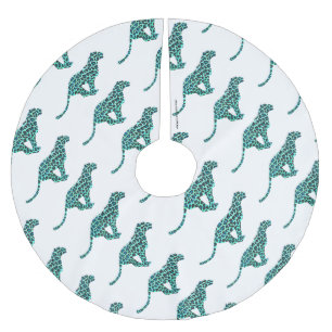 Jupon De Sapin En Polyester Brossé Léopard noir et Turquoise