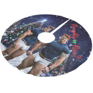 Jupon De Sapin En Polyester Brossé Les arbres de Noël lumineux de SlipperyJoe deux mu