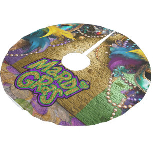 Jupon De Sapin En Polyester Brossé Les doubloons graphiques sur le thème Mardi Gras d