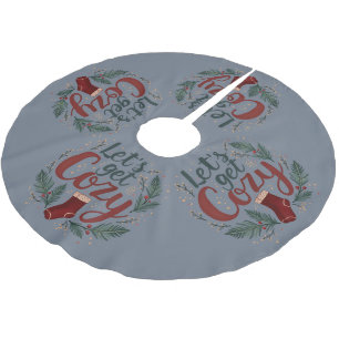 Jupon De Sapin En Polyester Brossé Lettre de pin de fête de baies de Noël cosy